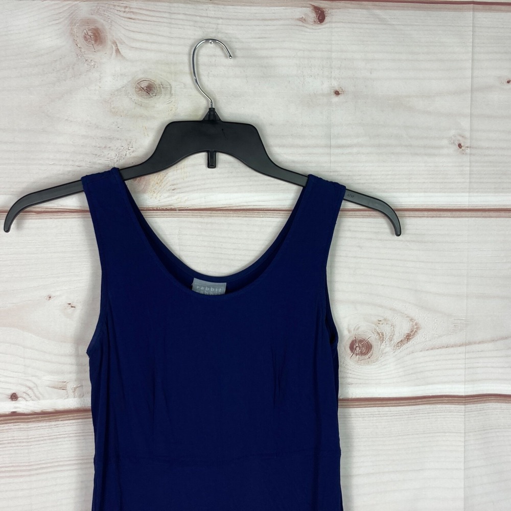 Rabbit Designs Vintage Dress Womens 6 Blue Maxi Tank Scoop Neck Sleeveless Solid - Picture 2 of 8